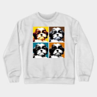 Pop Retro Shih Tzu Art Painting - Cute Puppy Crewneck Sweatshirt